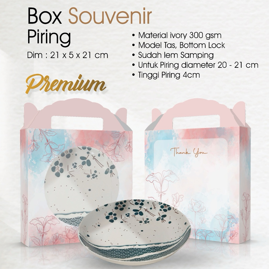 

Box Souvenir Piring Uk. 21 x 5 x 21 cm Model Tas Button Lock (Min Order 2 Pcs)