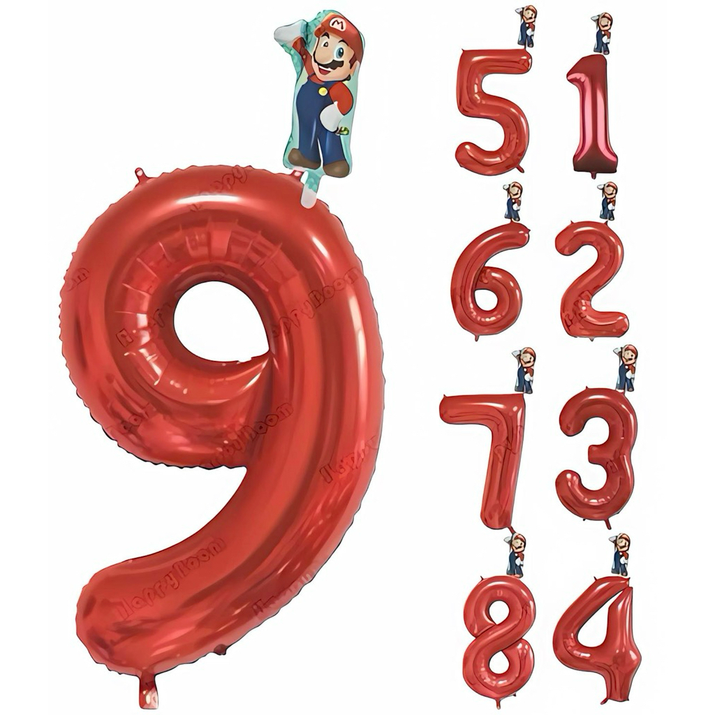 Balon Mario Bros Angka Jumbo 80cm