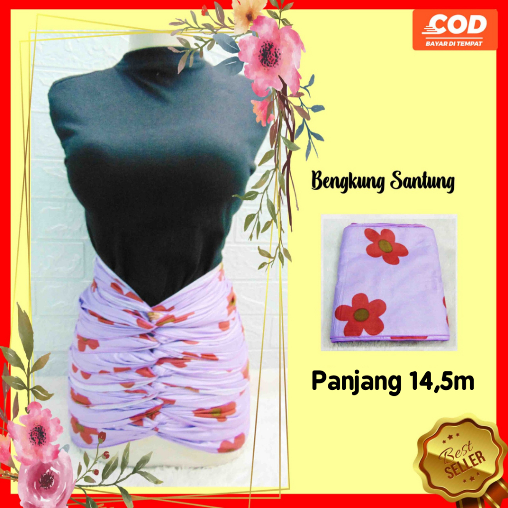 Bengkung Santung Belly Binding Motif Polos Mekar