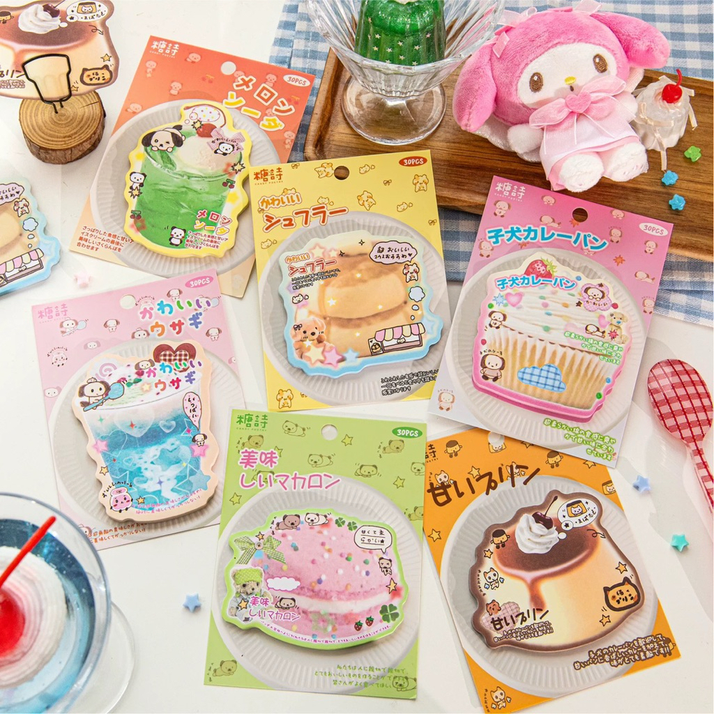 

sticky note isi 30lembar japan foodie pudding animal dekorasi journal readystock B3332