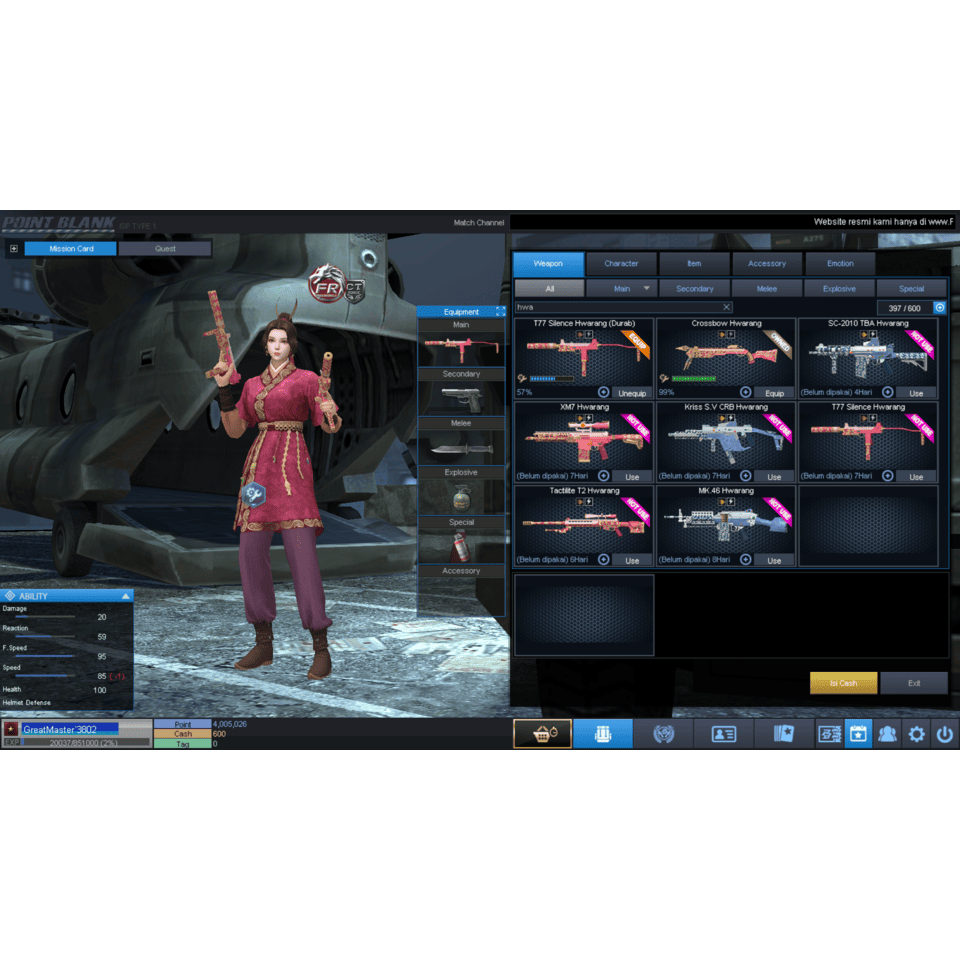 CHAR / AKUN POINTBLANK / PB BINTANG 1 LANGKA T77 PERMANENT + 6 ITEM PERMANENT FULL TITTLE DATA POLOS