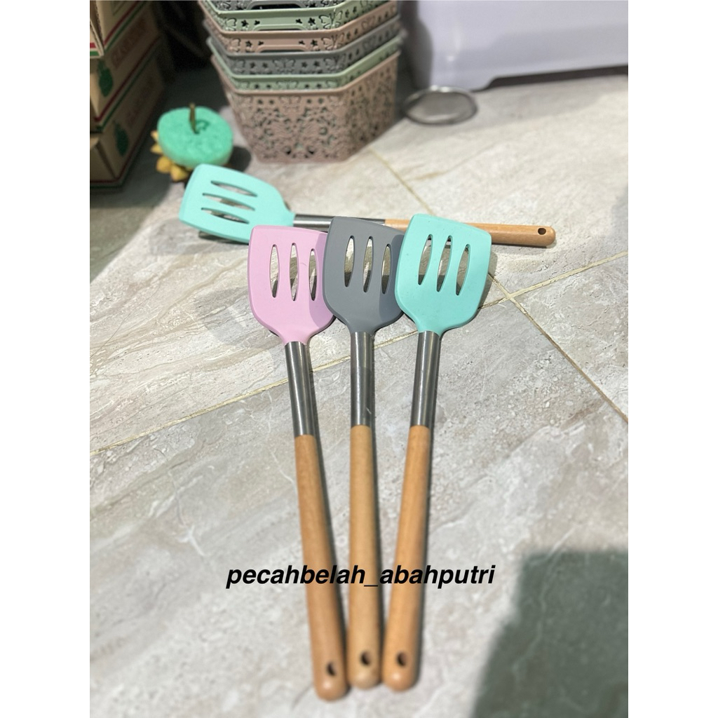 sutil silikon gagang stainles kayu
