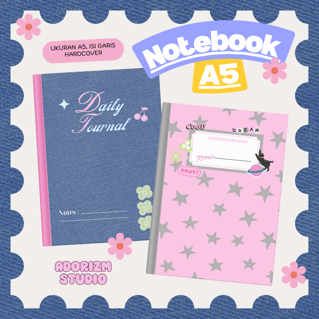 

Notebook Hardcover UKURAN A5 Y2K Composition Book | adorizm studio