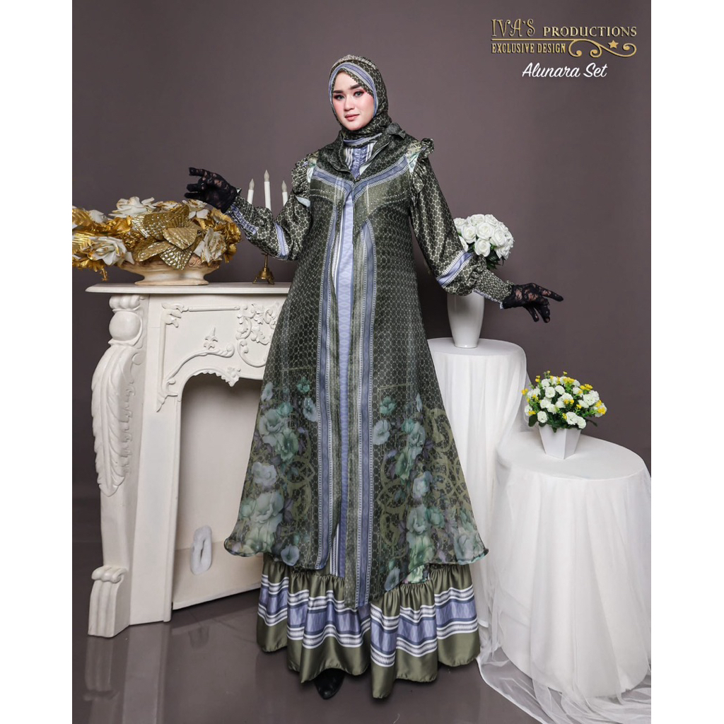 ALUNARA SETT SCRAFT BY IVAS PREMIUM BRANDED GAMIS SYARI MEWAH  GAMIS MEWAH SERIES FASHION SHOW GAMIS