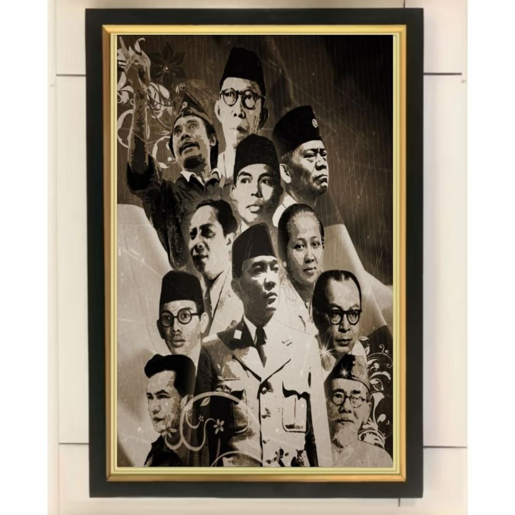 Hiasan dinding poster Pahlawan Nasional plus Bingkai ukuran 53×35