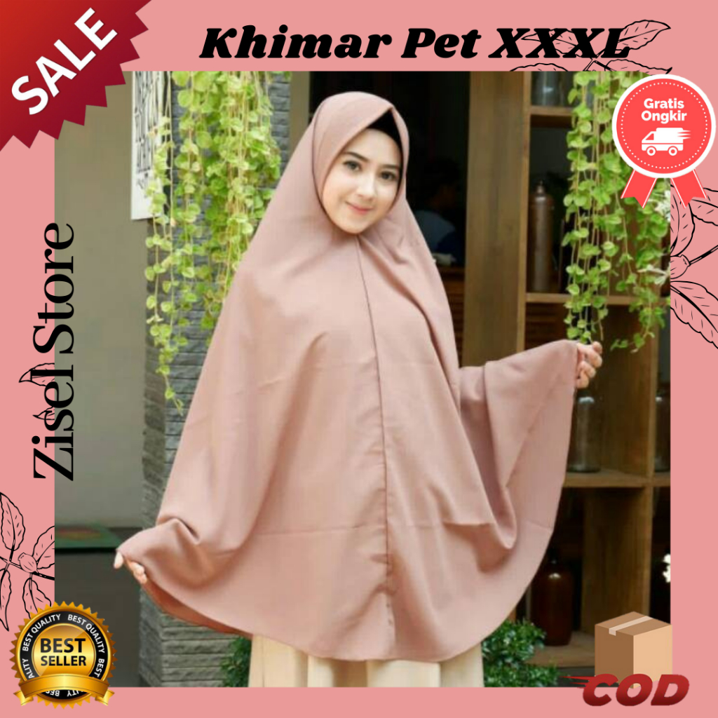 Hijab Khimar Pet XXXL Syari Wolfis Jilbab Jumbo Premium