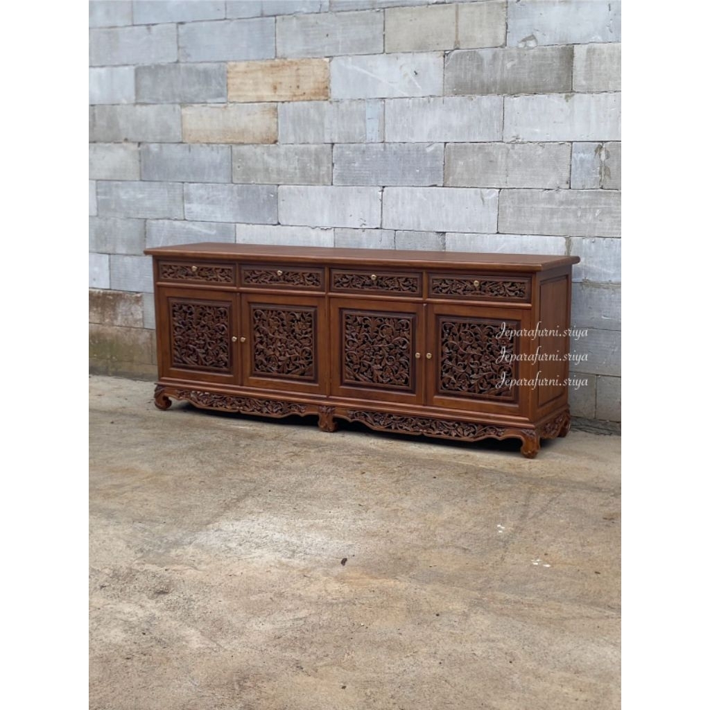 Bufet TV Ukir Jati Jepara I Bufet Palembang 2 Meter Jati I Meja TV Jati Ukir I Meja TV Jati I Bufet 