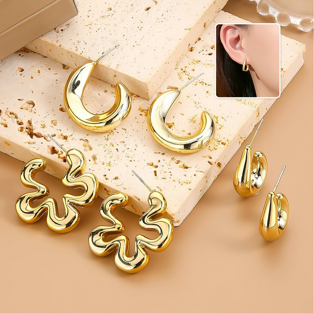 Anting Hijab Setengah Bulat Aksesoris Perhiasan Wanita Korean Style / Anting Korea Wanita Tusuk Hija