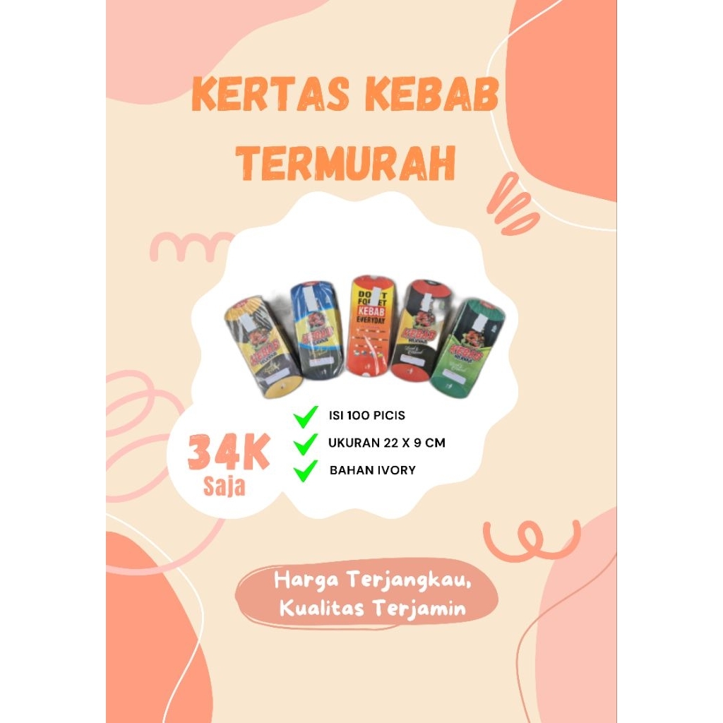 

Kertas Kebab Ivori Mini Termurah / Kemasan Kebab / Box Kebab - isi 100 lembar.