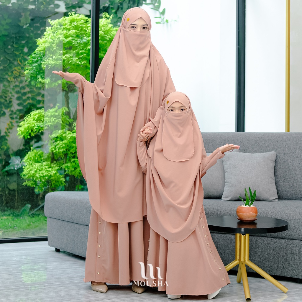 MIRABELLA COUPLE Set Gamis Abaya French Khimar (Free Cadar)
