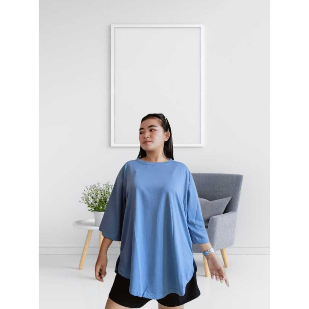 KAOS OVERSIZE /ATASAN WANITA/ATASAN KEKINIAN LENGAN KARET 7/8/ATASAN HIJAB Tshirt