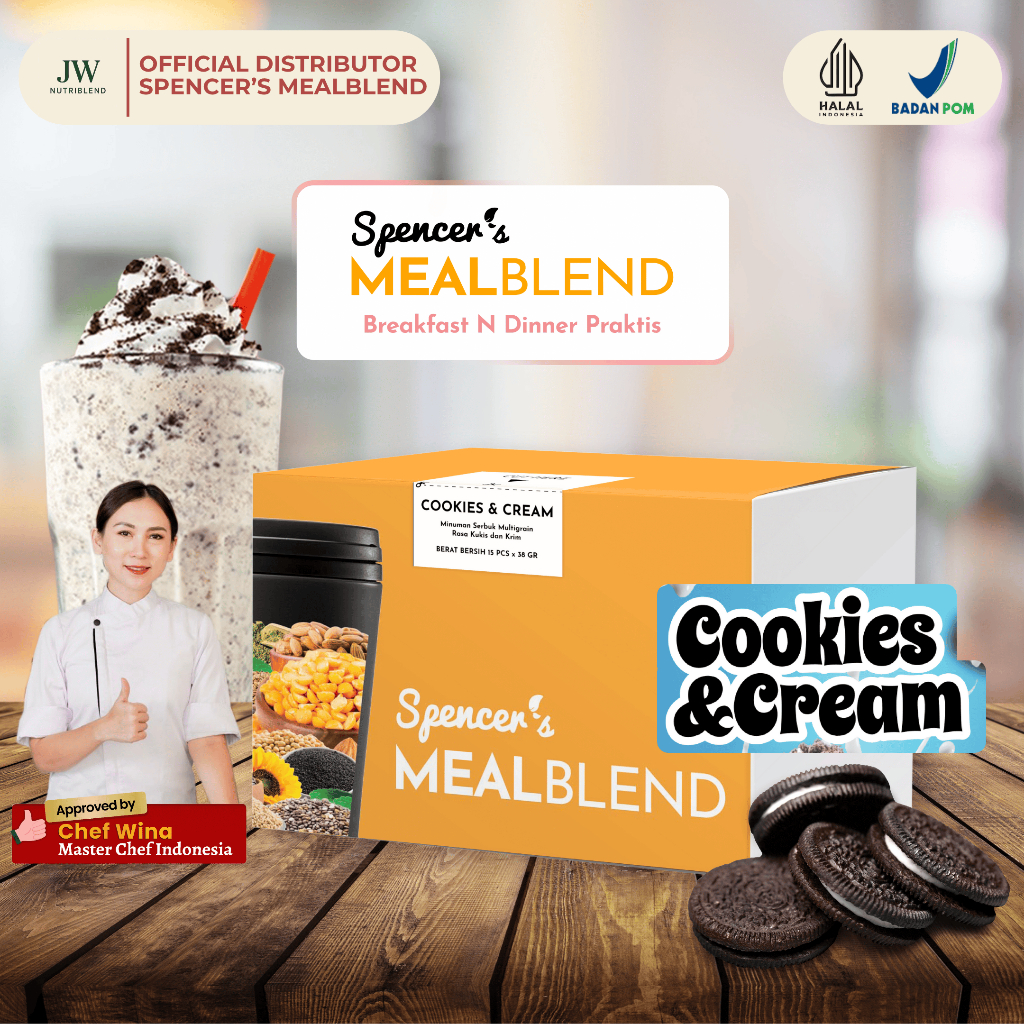 

Spencer's MealBlend Cookies & Cream | Minuman Meal Replacement Tinggi Protein Serat dan Rendah Gula