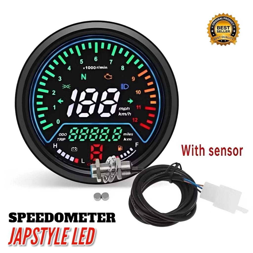 SPEEDOMETER BULAT KILOMETER LED DIGITAL FULL INDIKATOR KOMPLIT SPEEDO METER TOURING SPIDOMETER BABON