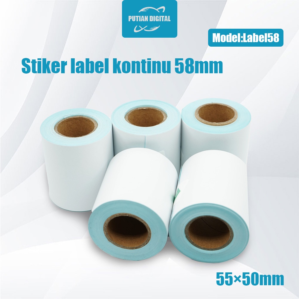 

PUTIAN POS Kertas Label Kontinu Termal 55×50mm Stiker Label Kontinu Termal untuk Printer Termal