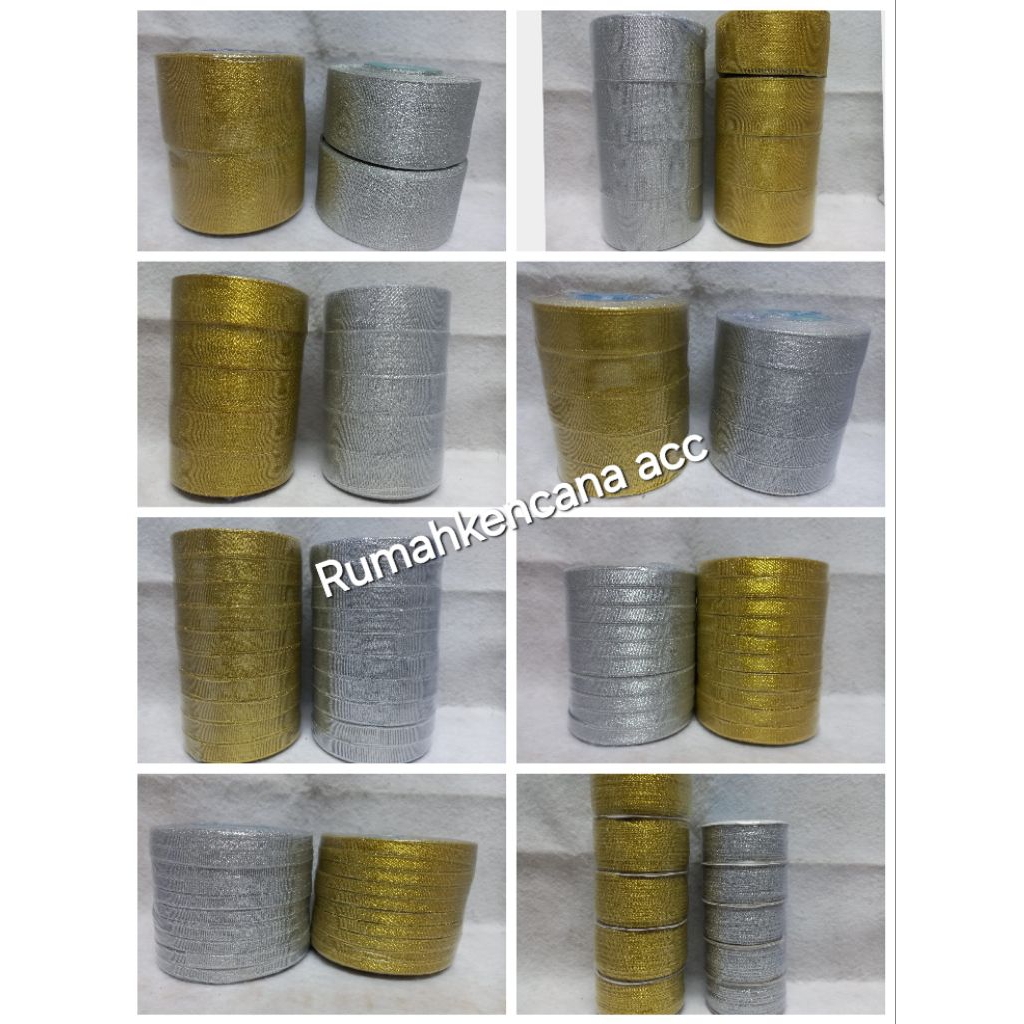 

PITA GLITTER GOLD DAN SILVER BERBAGAI UKURAN(1/8,1/4,3/8,1/2,3/4,1",4CM,5CM) PER ROLL