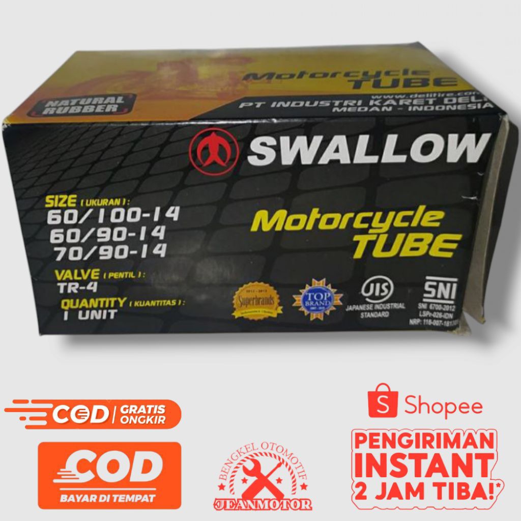 Ban Dalam Swallow 60/100-14 – Cocok untuk Motor Matic Ring 14 Ukuran 60/90-14 hingga 70/90-14
