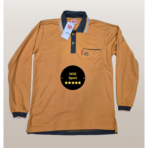 Kaos kerah Olahraga Wilson Bordir W di Saku  Warna Kuning Kunyit