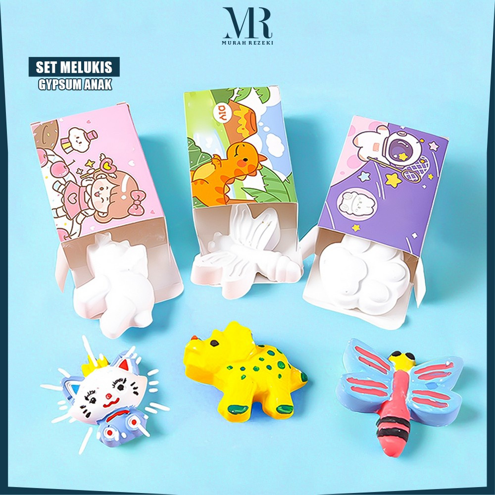 DIY Set Mainan Edukasi Anak Alat Lukis Patung Mini Gypsum Karakter Animasi / Painting Gypsum Mainan 