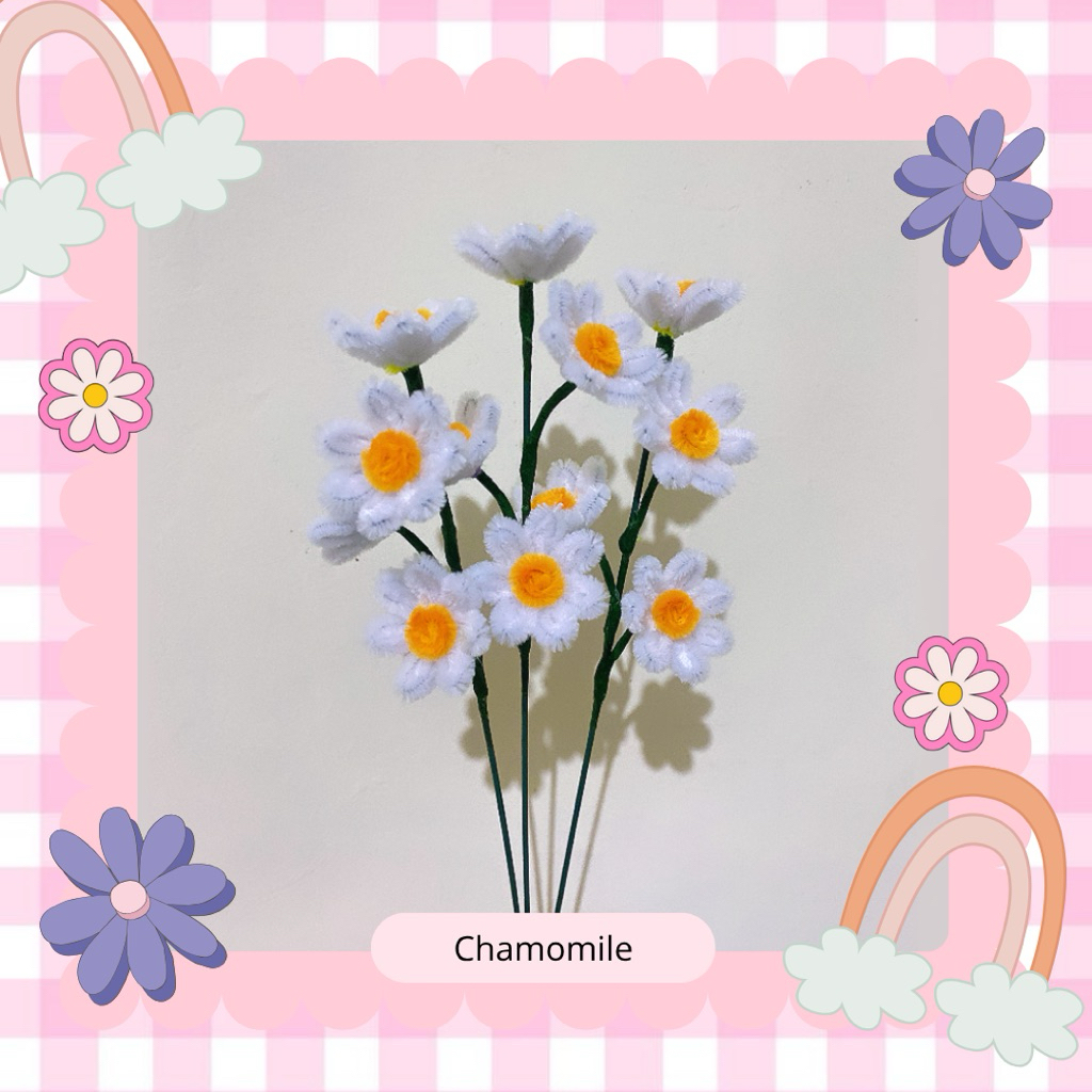 CHAMOMILE Bunga Kawat Bulu Satuan / Bunga Kawat Bulu 1 Tangkai / Bunga Kawat Bulu Pertangkai / Pipe 