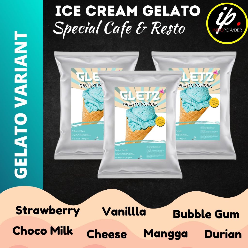 

IP Jakarta - Bubuk GELATO ICE CREAM Aneka Rasa 1 Kg untuk Cafe, Waralaba, Resto dan Usaha Kekinian