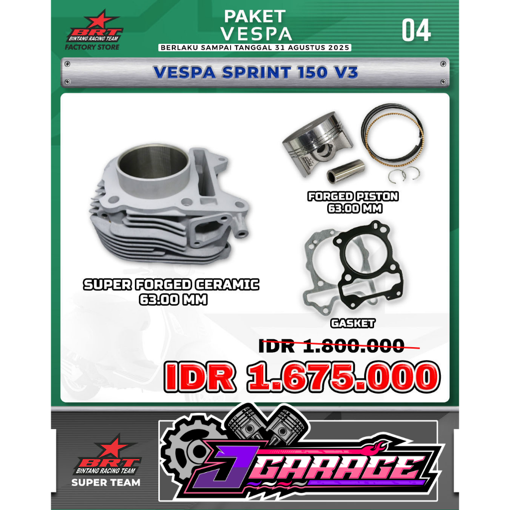BLOK VESPA - BLOK CERAMIC BRT VESPA SPRINT 150 V3 / UKURAN 63.00 MM / BISA SATUAN / BISA PAKETAN