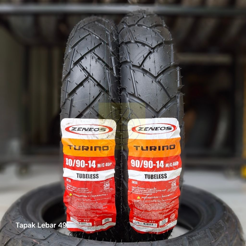 Ban ZENEOS ZN33 PAKET Turino 80/90-14 dan 90/90-14 Ring 14 Tubeless Ban Harian Touring Adventure dan