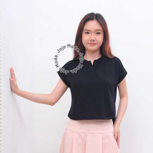 Jojo Crop Top Klep Zea Atasan Wanita Korean Style Lengan Pendek Bahan Spandek Elastis Nyaman Adem
