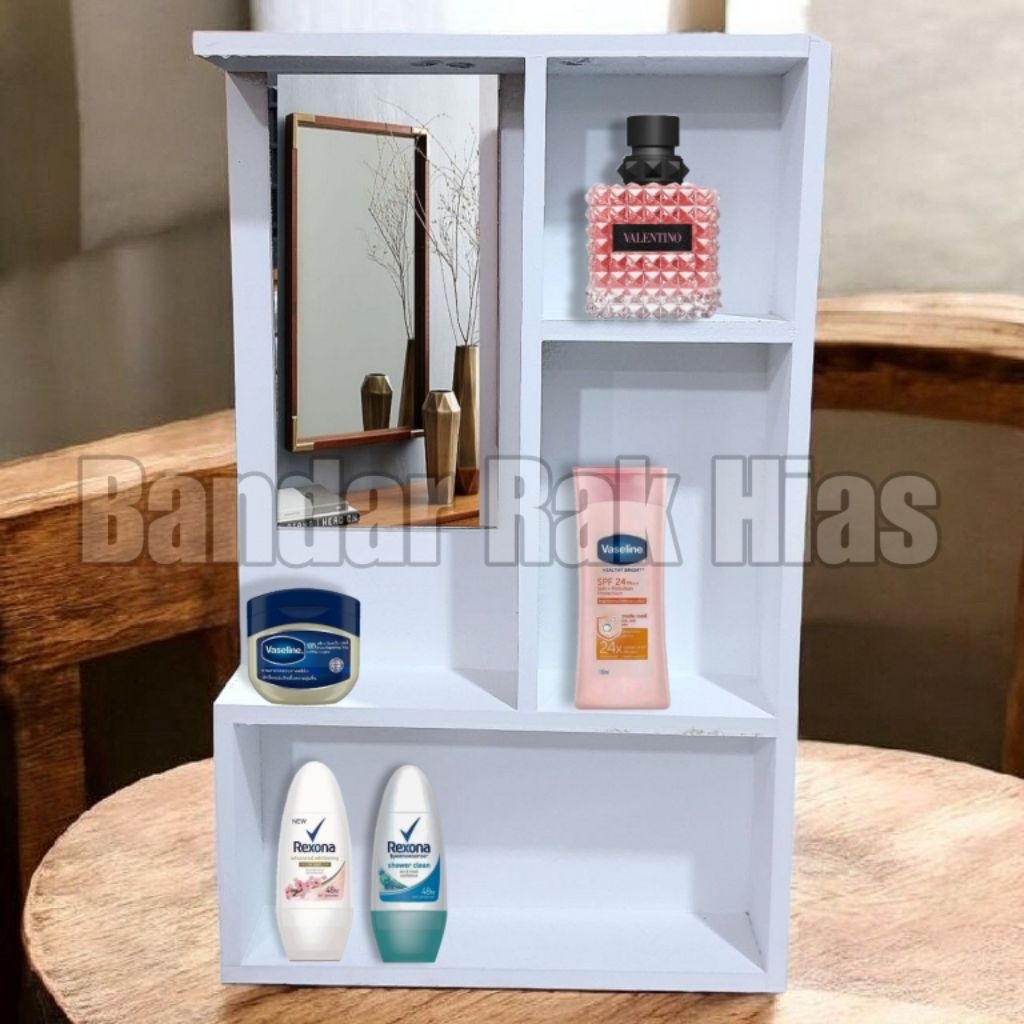 Rak Make Up Gantung Kotak Minimalis 60x40 Rak Kosmetik Kaca