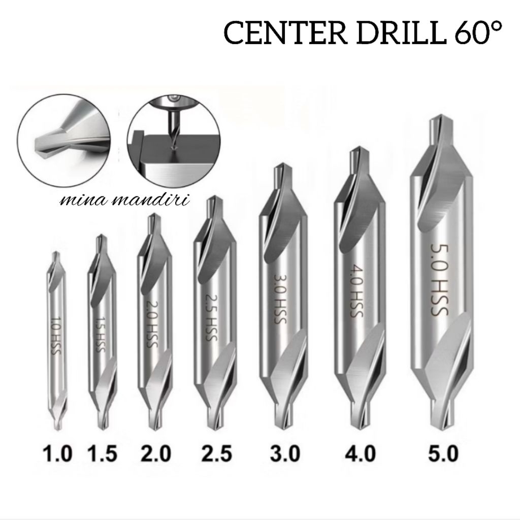 CENTER DRILL BOR CENTER 1/1.5/2/2.5/3/4/5 MM HSS MATA BOR CENTER DRILL 60°