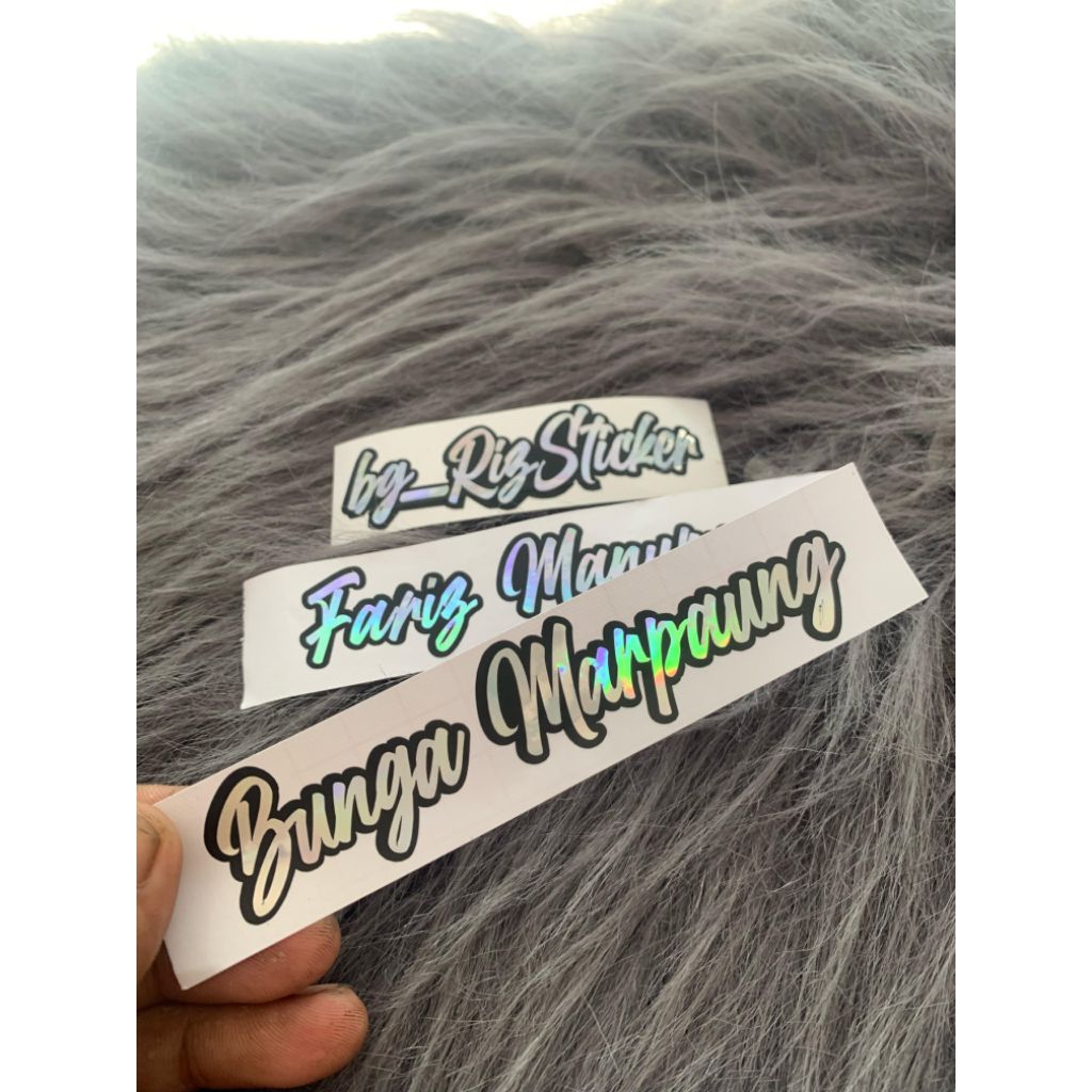 

CUTTING STICKER NAMA CUSTOM HOLOGRAM/ Stiker nama suka suka