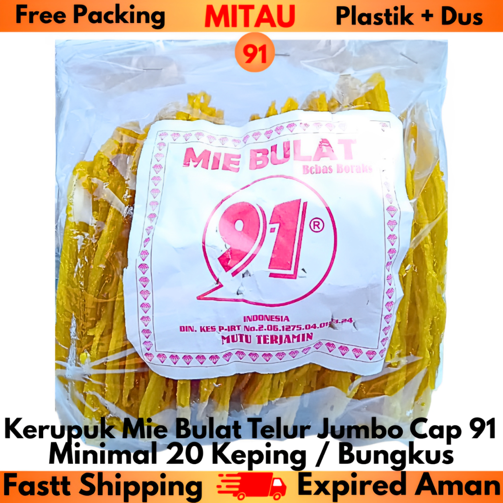 

Kerupuk Mie Jumbo Cap 91 Isi 1kg / Bks