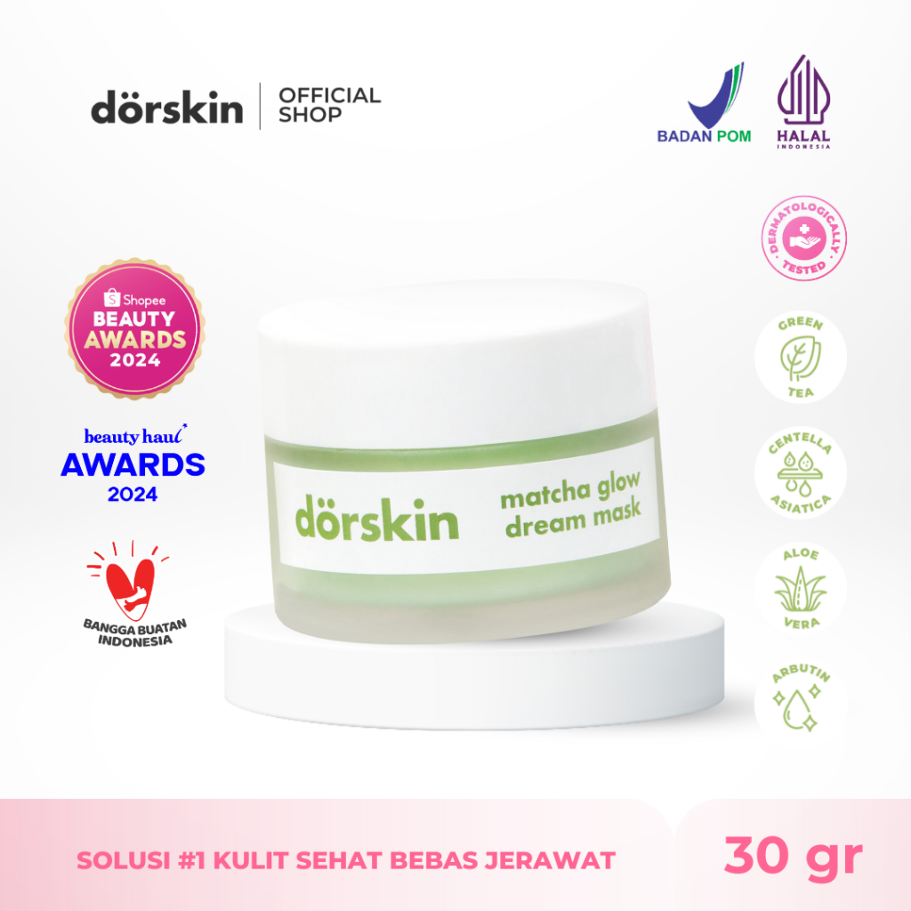 [BEST SELLER] Dorskin Matcha Glow Dream Mask Multifungsi - Anti Jerawat Bruntusan Melembabkan & Menc
