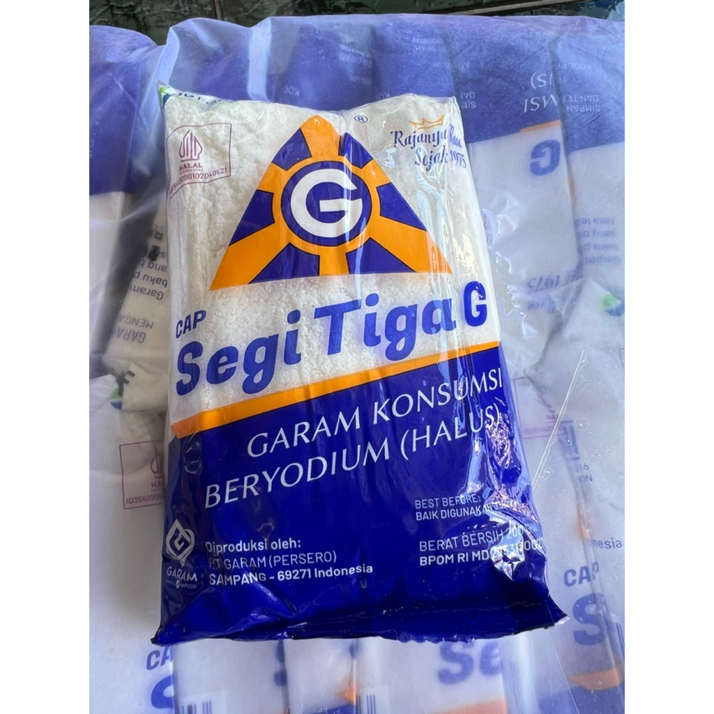 

Garam Segitiga Cap G Halus dan Kasar Segi tiga Konsumsi Beryodium 200 400 gram