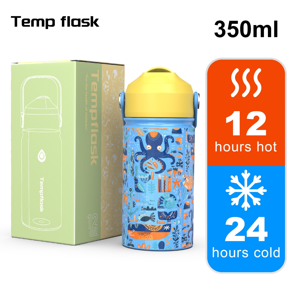 Tempflask Botol Minum Tumbler Anak 350ml Stainless Steel BPA FREE SUS 304 Dengan Sedotan Silicon Teb
