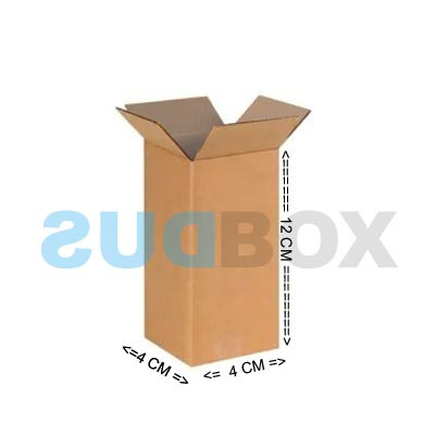 

Kardus karton box dus ukuran luar 4x4x12 cm bahan single wall