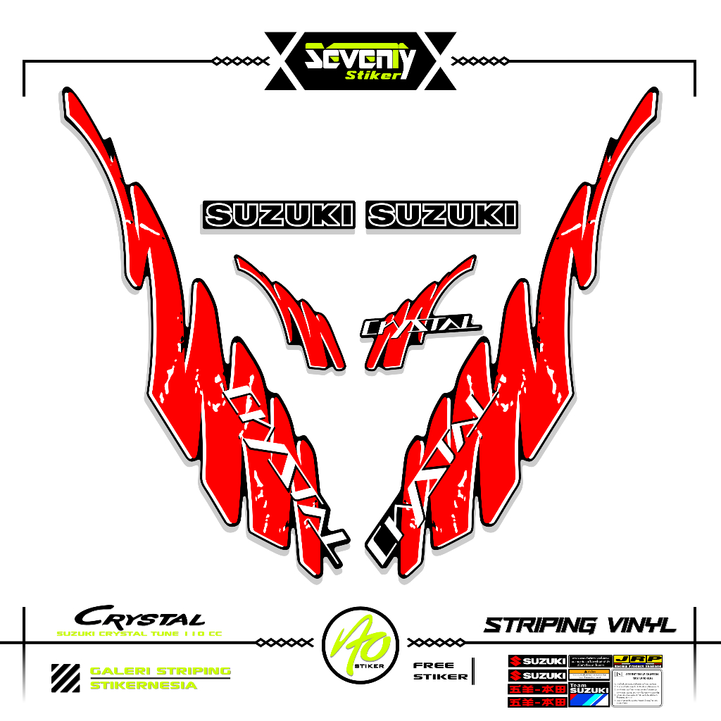 STRIPING SUZUKI CRYSTAL TUNE MOTIF X32 STICKER CRYSTAL TUNE CUSTOM STIKER LIS BODY MOTOR CRYSTAL ORI