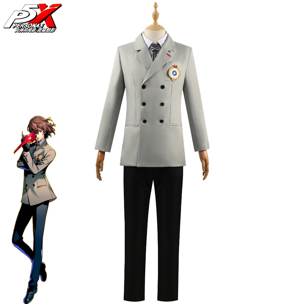 Persona 5 cos Goro Akechi cosplay costume and Goro Akechi wig