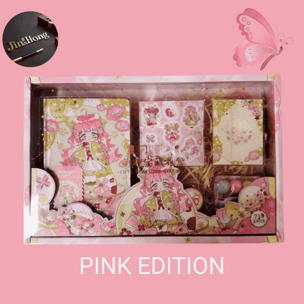 

Notebook Agenda Journal Kit 6 in 1 – Gift Box Paket Diary & Buku Catatan Tema Princess Pink