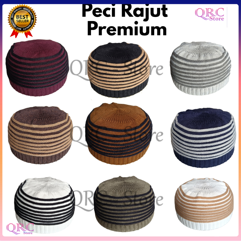 Peci RAJUT KATUN PREMIUM bahanTebal Pria Dewasa Kopiah Sholat Knit Haji Hadramaut Premium Turki Rosa