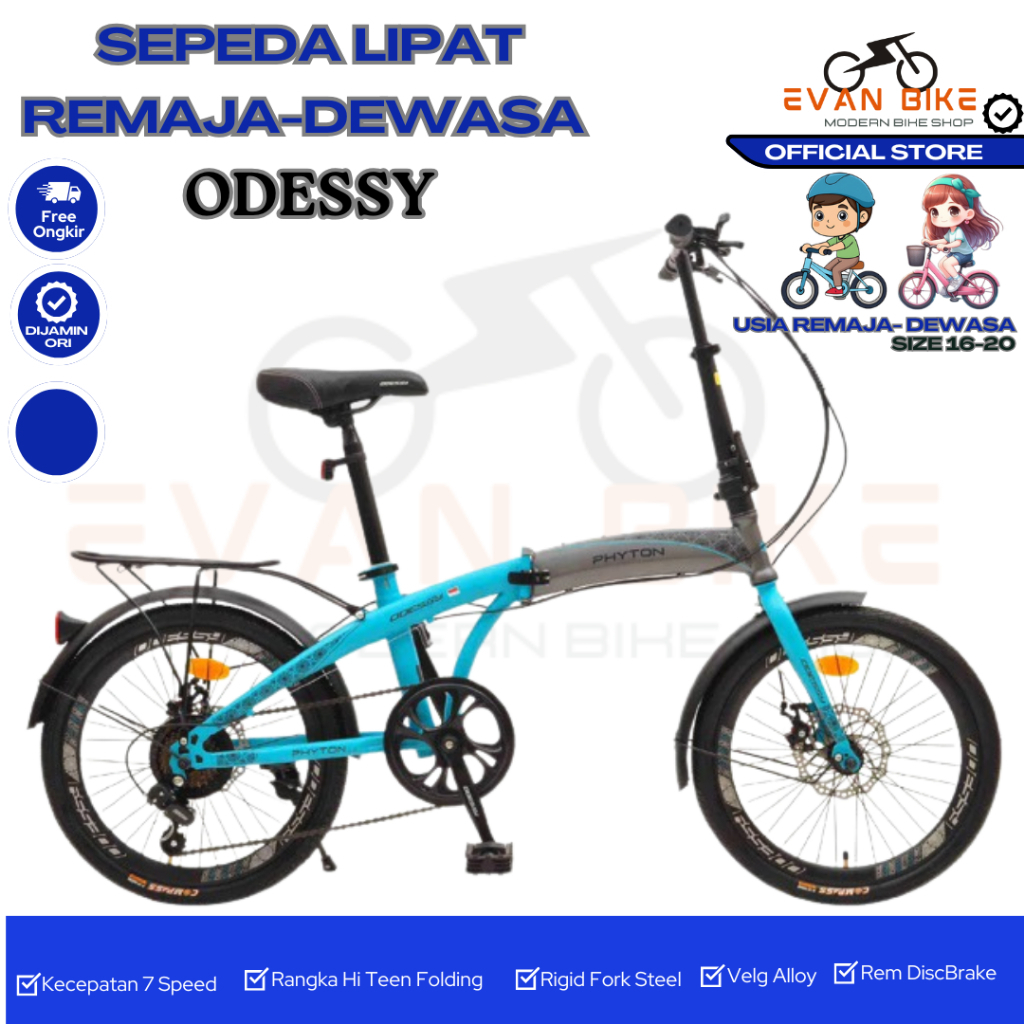 SEPEDA LIPAT 16 20 ODESSY PHYTON BONCENGAN Rem Discbrake TERBARU