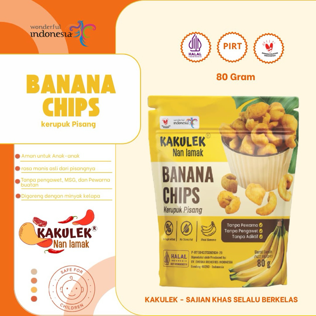 

KAKULEK Rambak Pisang BANANA CHIPS - Keripik Pisang Gurih Renyah, Camilan Sehat dan Lezat