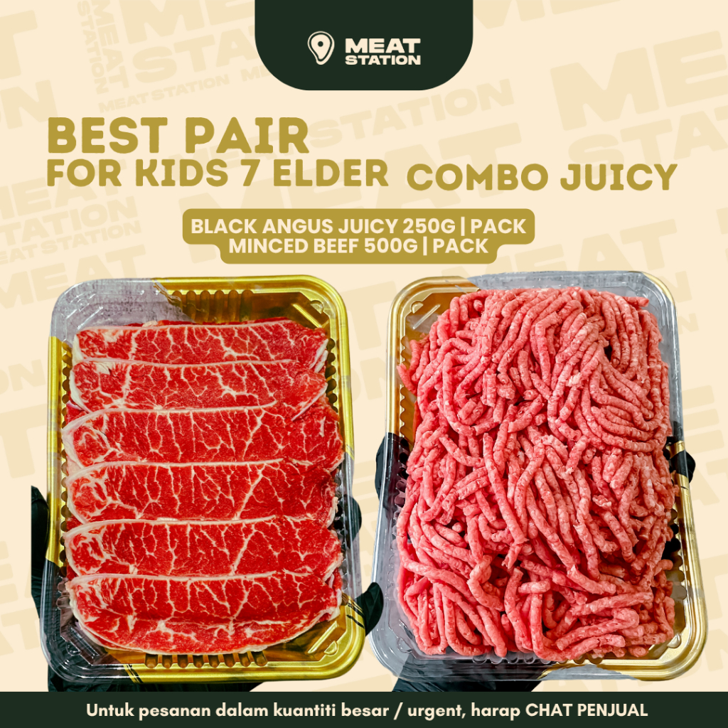 

Combo Best Pair Black Angus Juicy dan Minced Beef / Daging Sapi Pilihan cocok untuk Anak dan Orang Tua / Daging Sapi Giling dan Black Angus Beef Juicy Slice