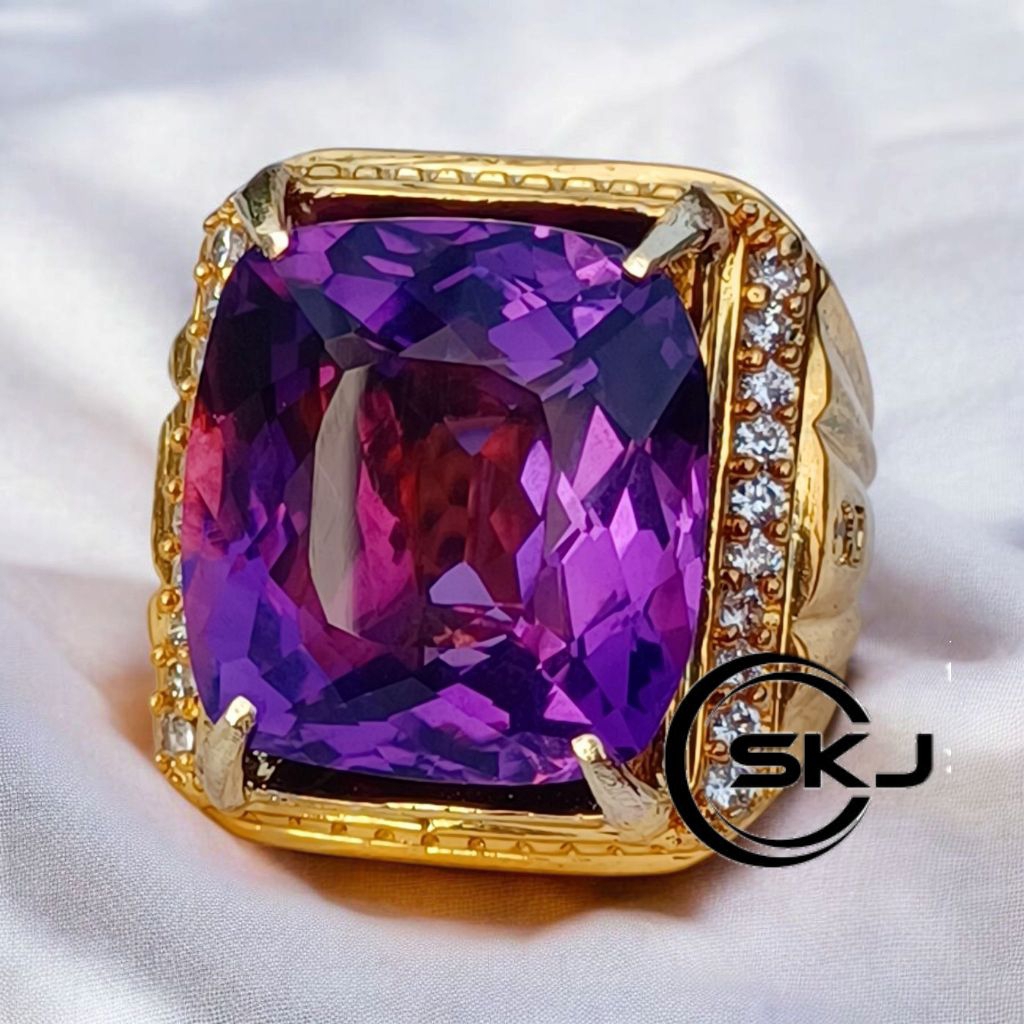 CINCIN PRIA BIG SIZE BATU PERMATA ALEXANDRITE NATURAL