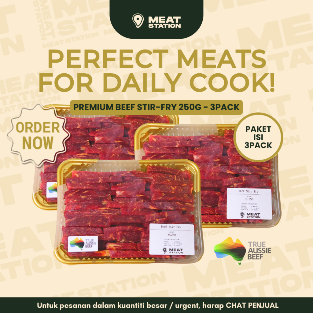

Bundle Premium Beef Stir-fry 250g 3pack / Paket Daging Sapi Impor untuk masak / Best Deal Beef Package / AUS Beef