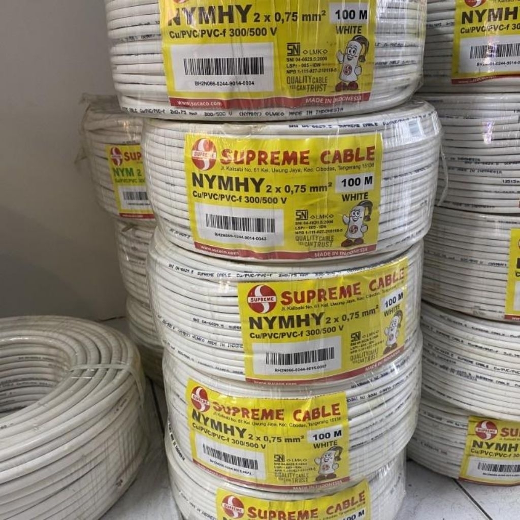 Kabel Supreme NYMHY 2 x 0.75 mm Serabut / Kabel Supreme NYMHY 2x0.75mm Serabut 100 meter