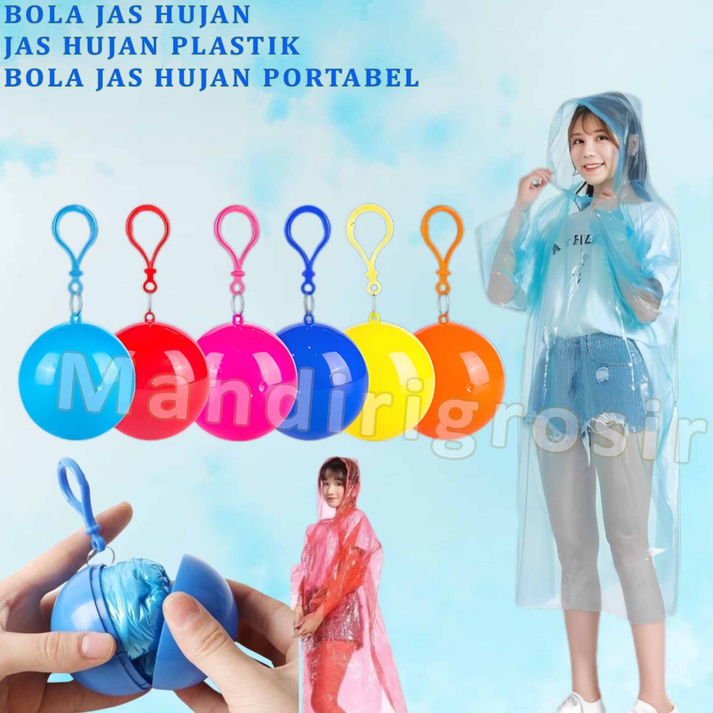 Jas Hujan Plastik Polos * Bola Jas Hujan * Bola Jas Hujan Portabel * 1pcs