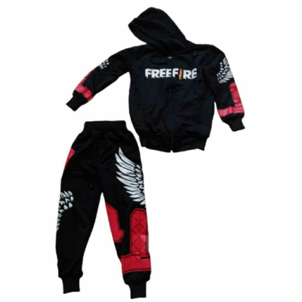 setelan jaket dan celana anak free fire ff game angel calca