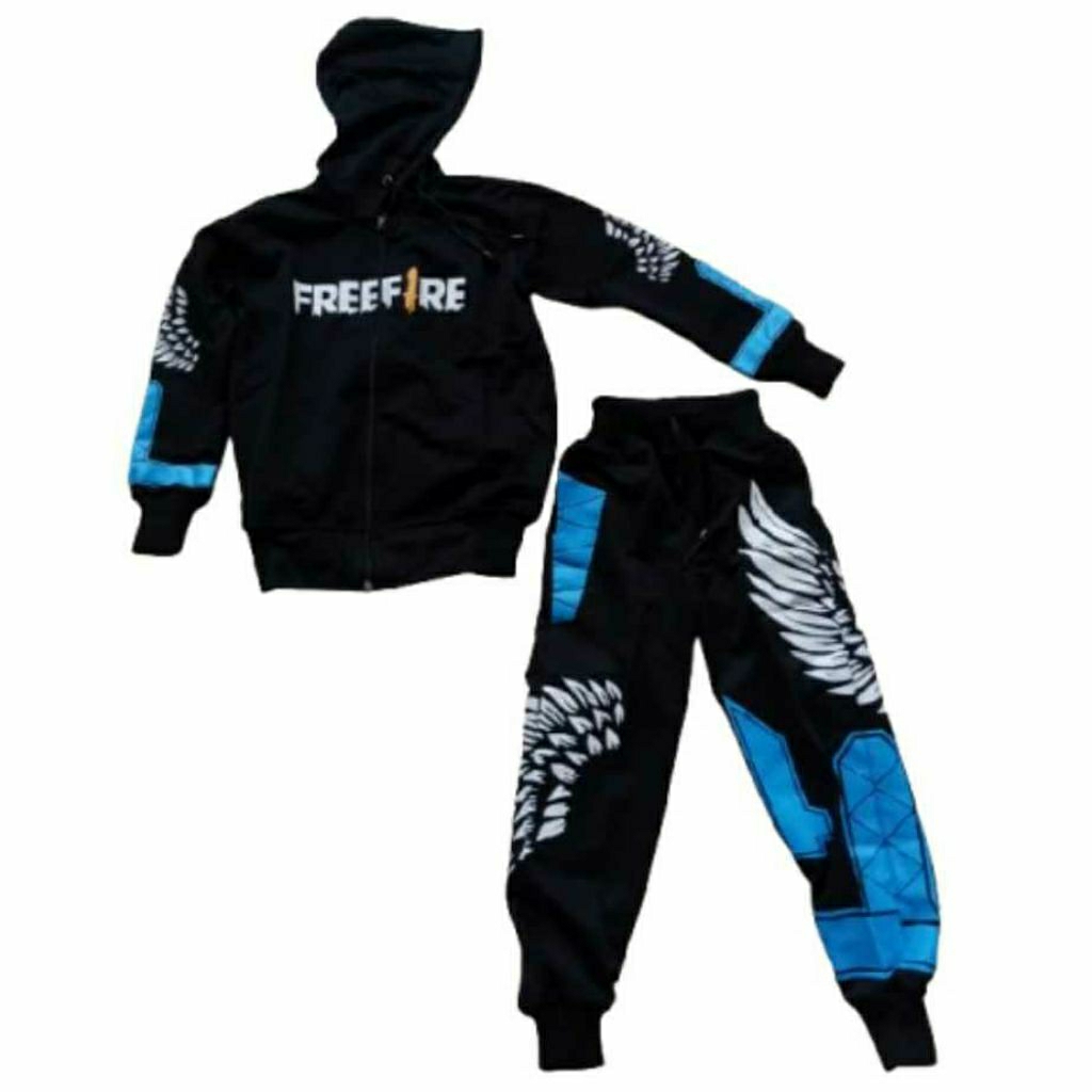 setelan jaket dan celana anak free fire ff game angel calca