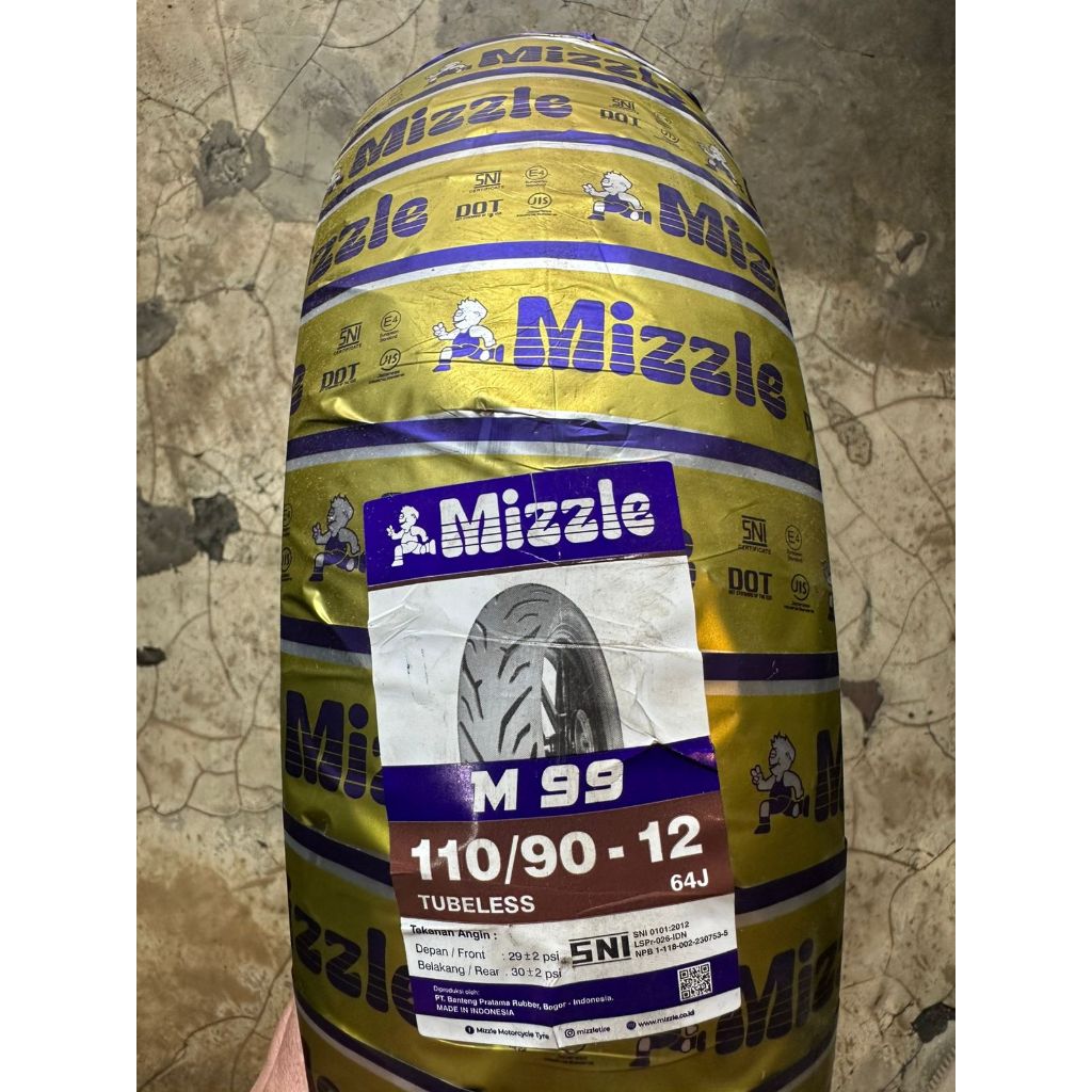 BAN TUBELESS RING 12 BELAKANG 110/90-12 M99 MERK MIZZLE M99 MATIC SCOOPY DONAT ORI NEW