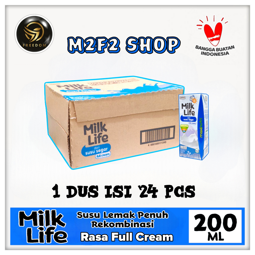 

Milk Life Susu Segar Rasa Full Cream Kotak UHT | Plain - 200 ml (Kemasan Karton)